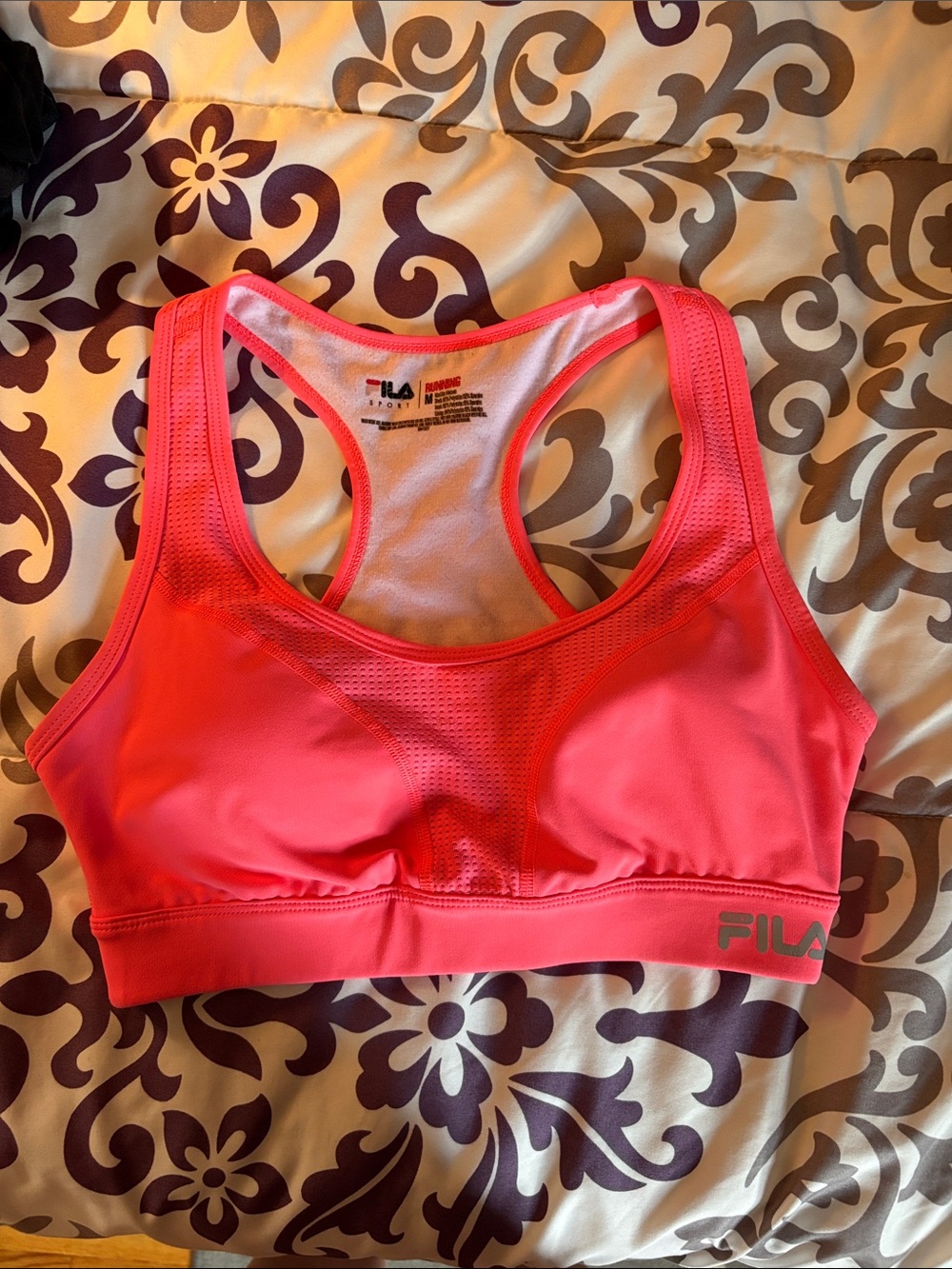 FILA Neon Pink Racerback Medium-Impact Sports Bra